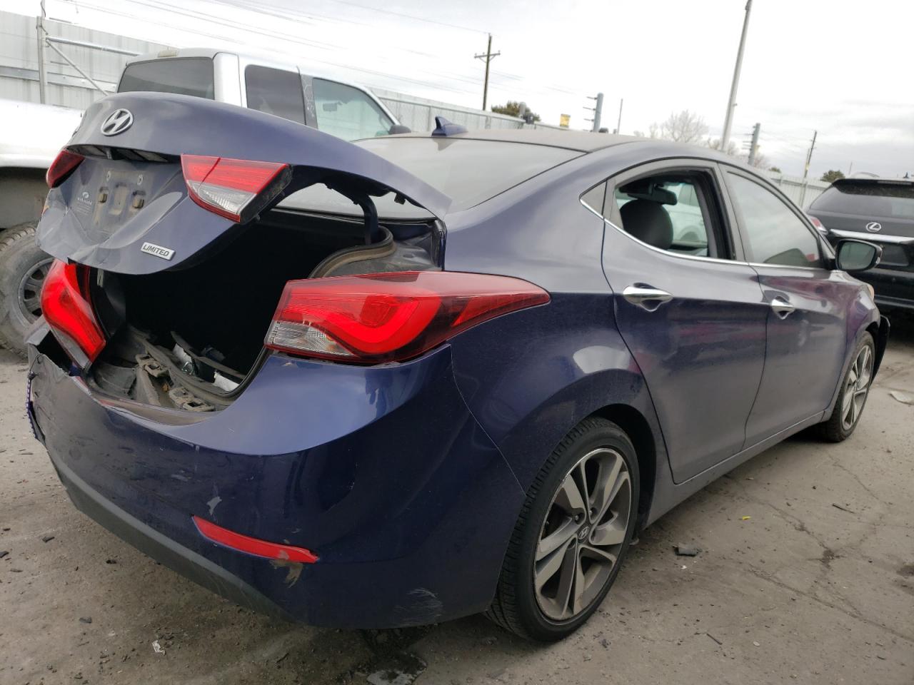 2014 Hyundai Elantra VIN 5NPDH4AE2EH487983 Copart auction photo, vandalism / rear end damage thumbnail 3