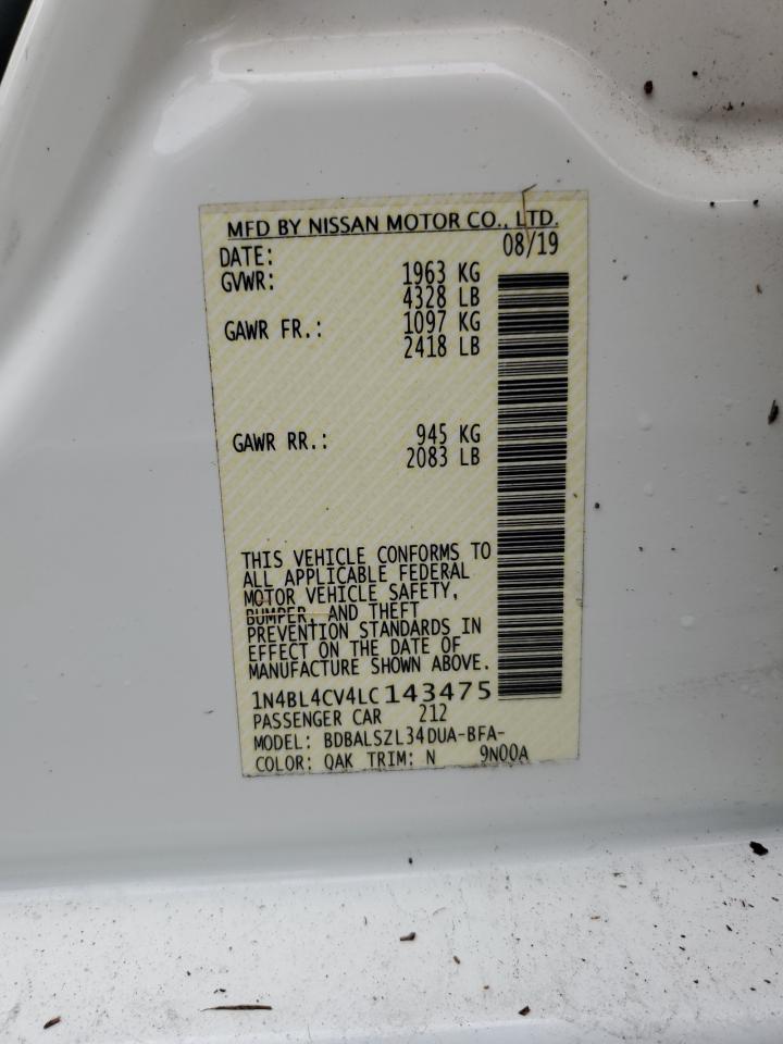 2020 Nissan Altima VIN 1N4BL4CV4LC143475 Copart auction photo, water/flood damage thumbnail 13