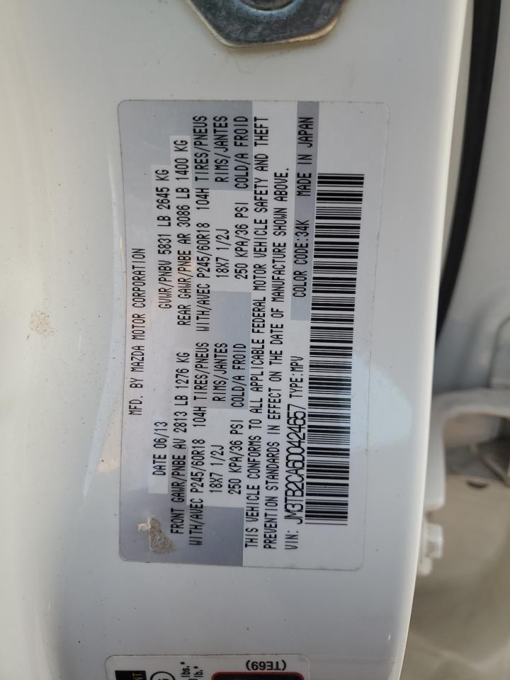 2013 Mazda CX-9 VIN JM3TB2CA6D0424657 Copart auction photo, mechanical / minor dent/scratches damage thumbnail 13