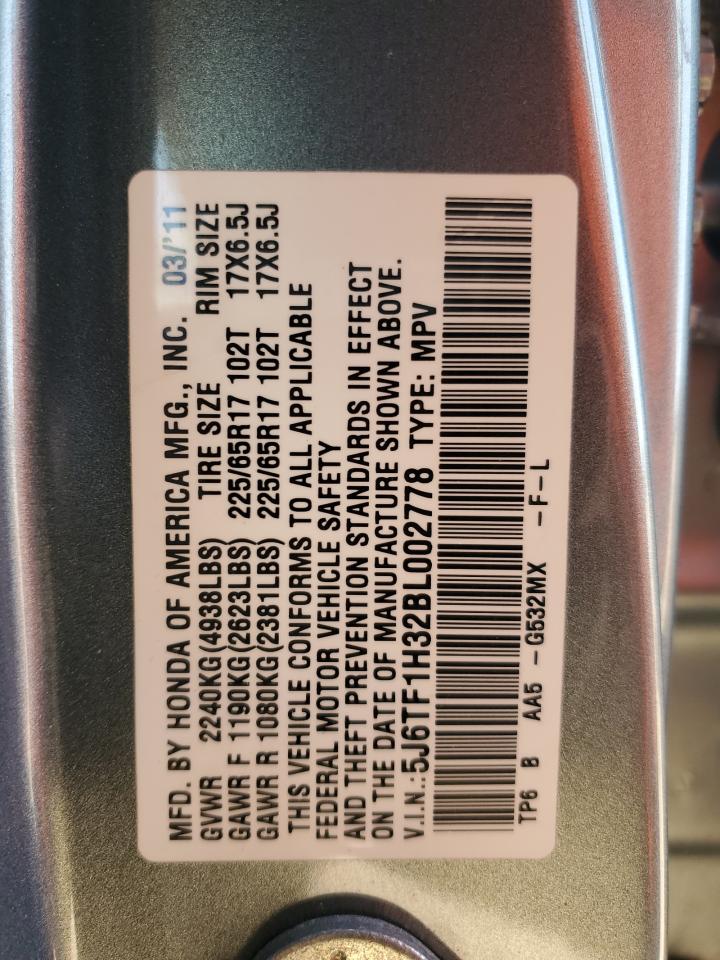 2011 Honda Accord VIN 5J6TF1H32BL002778 Copart auction photo, front end / rear end damage thumbnail 15