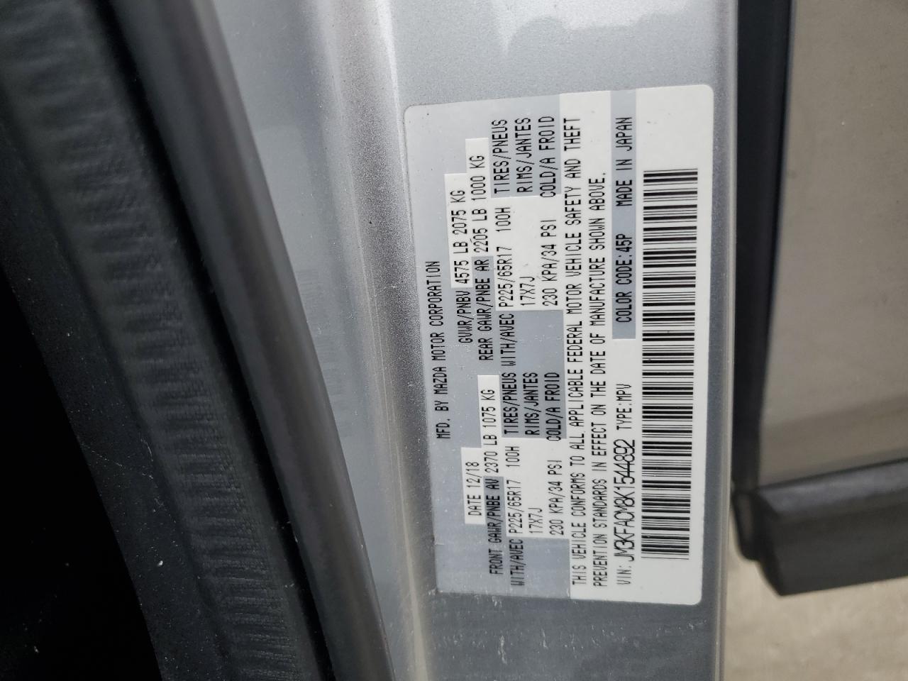 2019 Mazda CX-5 VIN JM3KFACM8K1544892 Copart auction photo, water/flood damage thumbnail 14