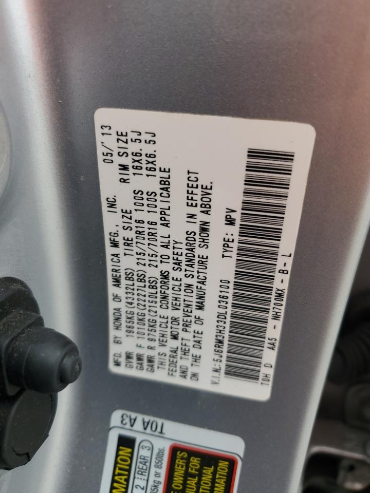 2013 Honda CR-V VIN 5J6RM3H33DL036100 Copart auction photo, front end / rear end damage thumbnail 13