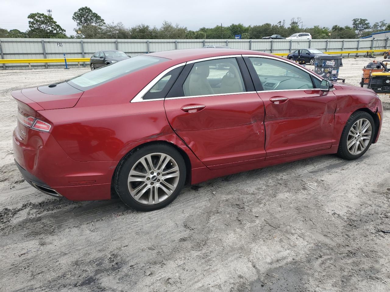 2014 Lincoln MKZ VIN 3LN6L2G98ER821786 Copart auction photo, side damage thumbnail 3