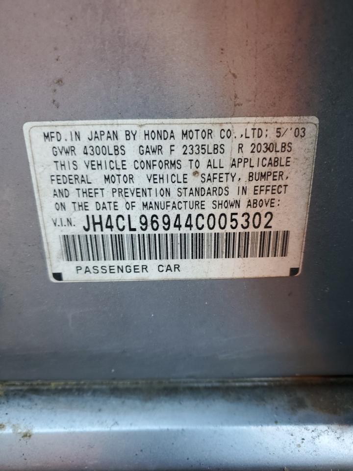 2004 Acura TSX VIN JH4CL96944C005302 Copart auction photo, rear end / side damage thumbnail 14