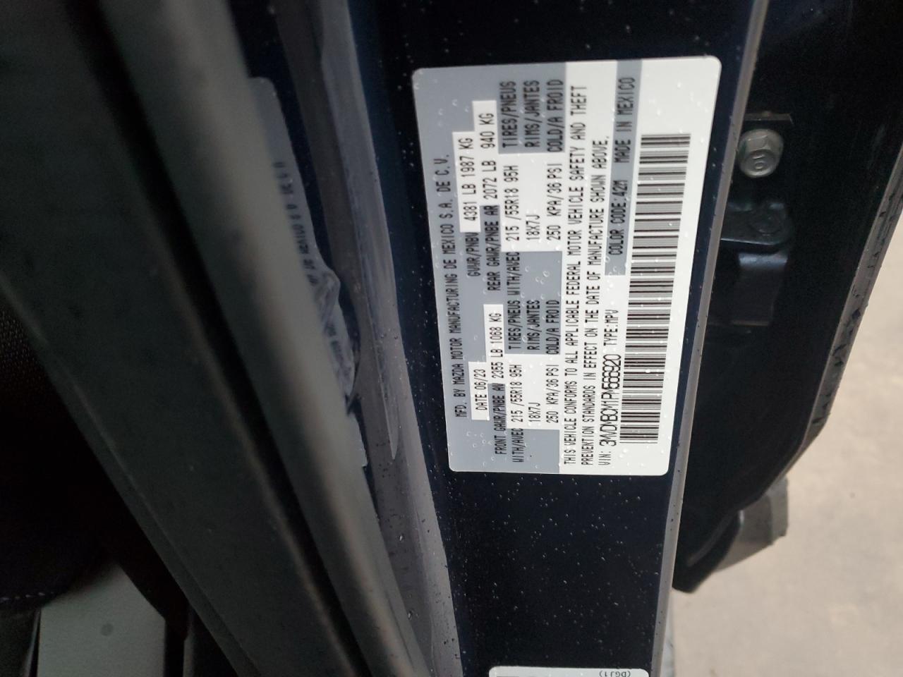 2023 Mazda CX-30 VIN 3MVDMBCM1PM566920 Copart auction photo, rear end damage thumbnail 14