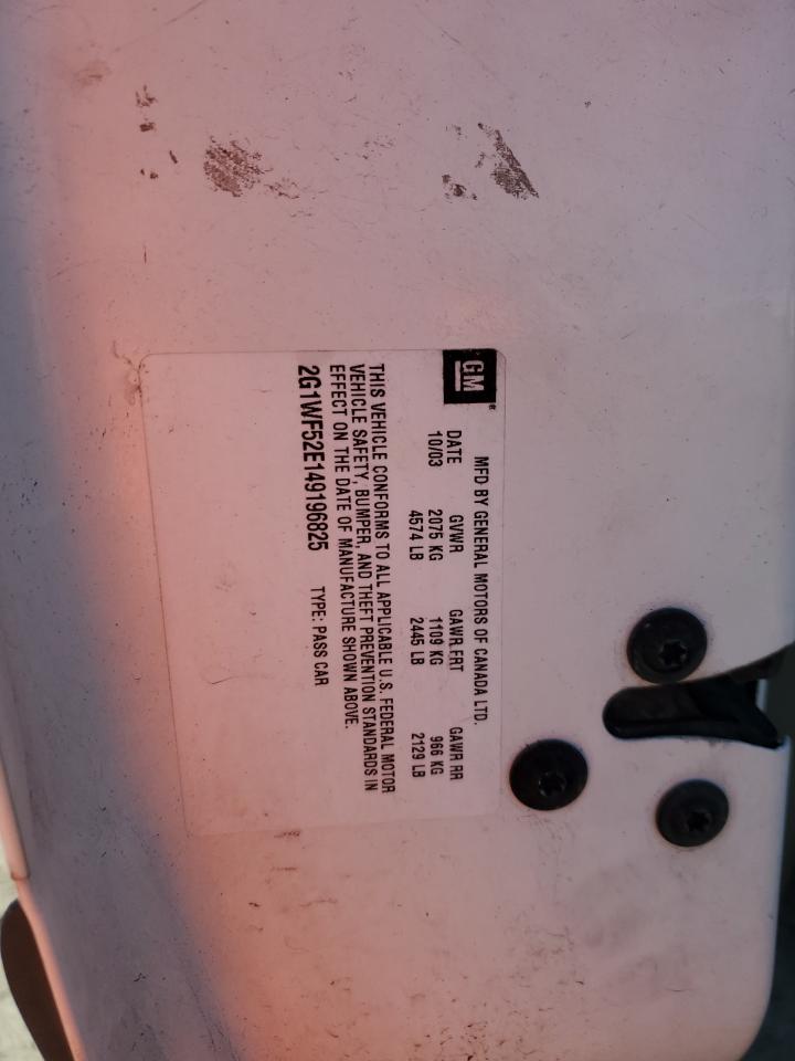 2004 Chevrolet Impala VIN 2G1WF52E149196825 Copart auction photo, front end damage thumbnail 14