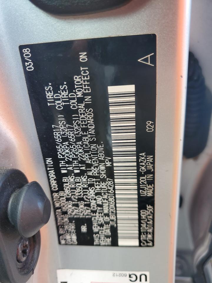 2008 Lexus GX VIN JTJBT20X680164287 Copart auction photo, front end damage thumbnail 13