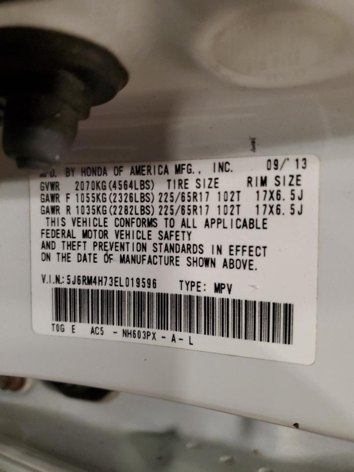 2014 Honda CR-V VIN 5J6RM4H73EL019596 Copart auction photo, all over damage thumbnail 12