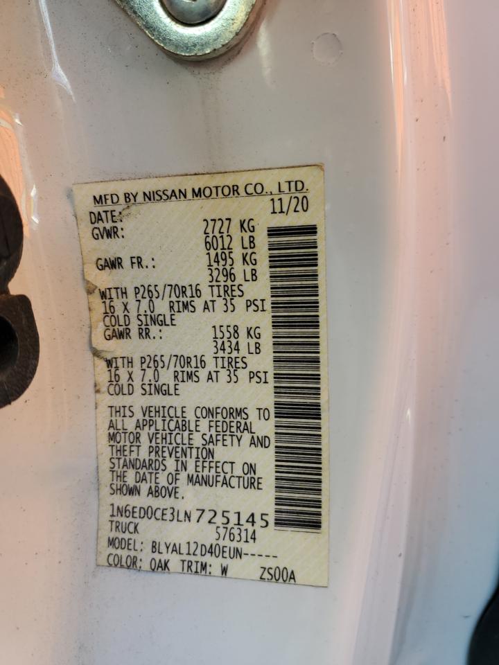 2020 Nissan Navara (Frontier) VIN 1N6ED0CE3LN725145 Copart auction photo, water/flood damage thumbnail 13