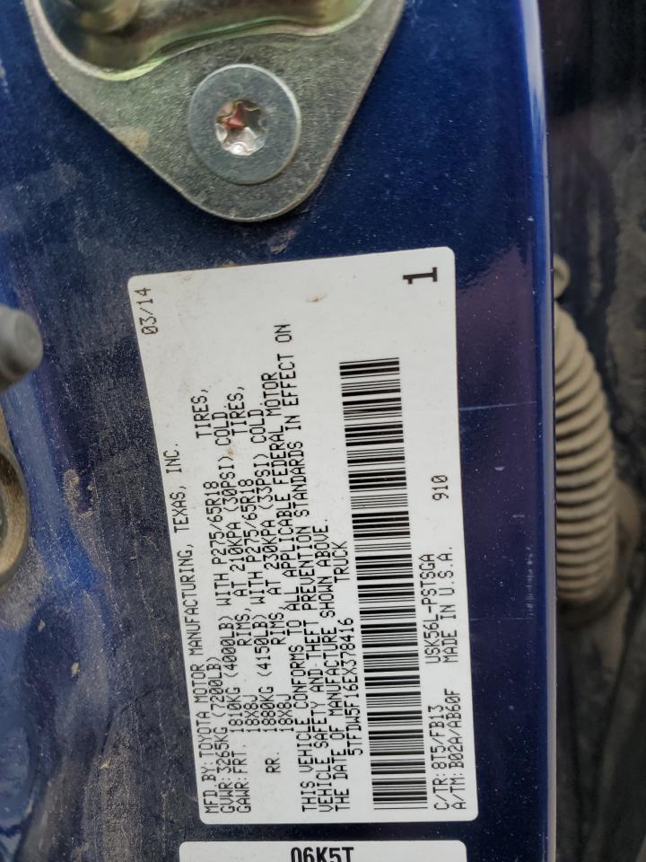 2014 Toyota Tundra VIN 5TFDW5F16EX378416 Copart auction photo, rear end / minor dent/scratches damage thumbnail 12