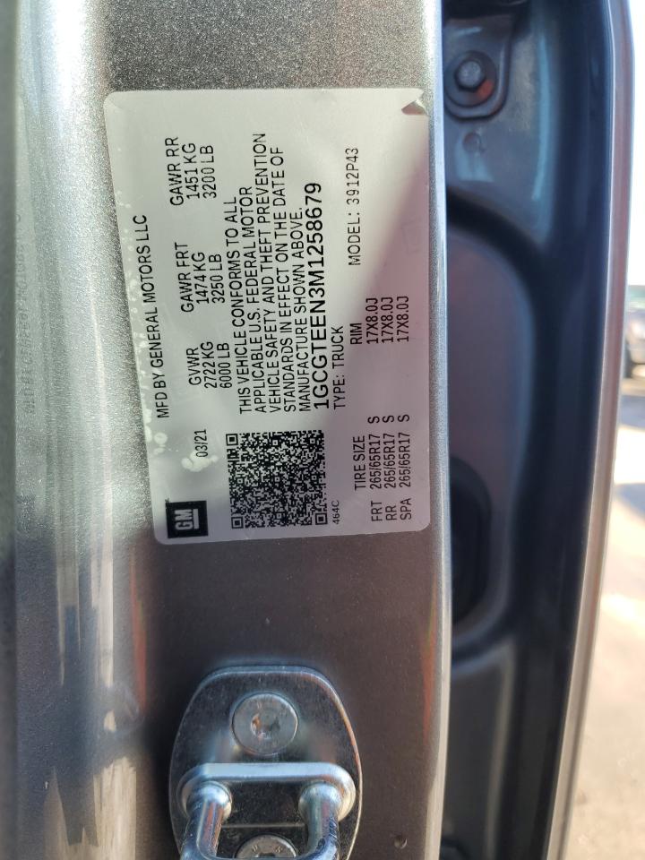2021 Chevrolet Colorado VIN 1GCGTEEN3M1258679 Copart auction photo, rear end damage thumbnail 12
