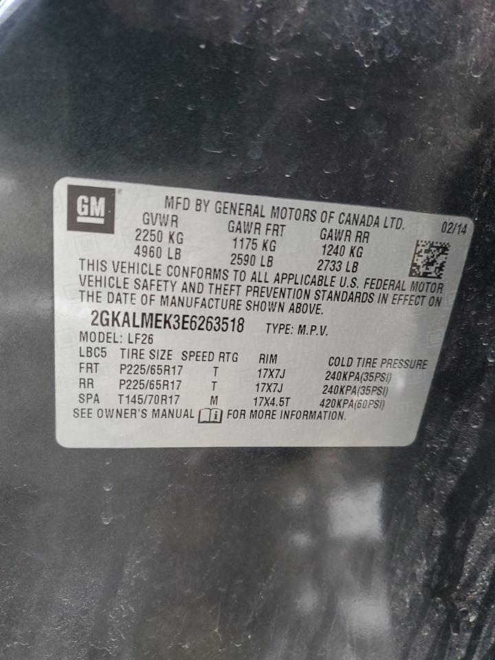 2014 GMC Terrain VIN 2GKALMEK3E6263518 Copart auction photo, front end / rear end damage thumbnail 13
