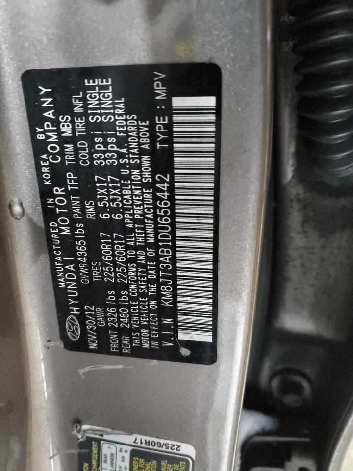 2013 Hyundai Tucson VIN KM8JT3AB1DU656442 Copart auction photo, front end / side damage thumbnail 13