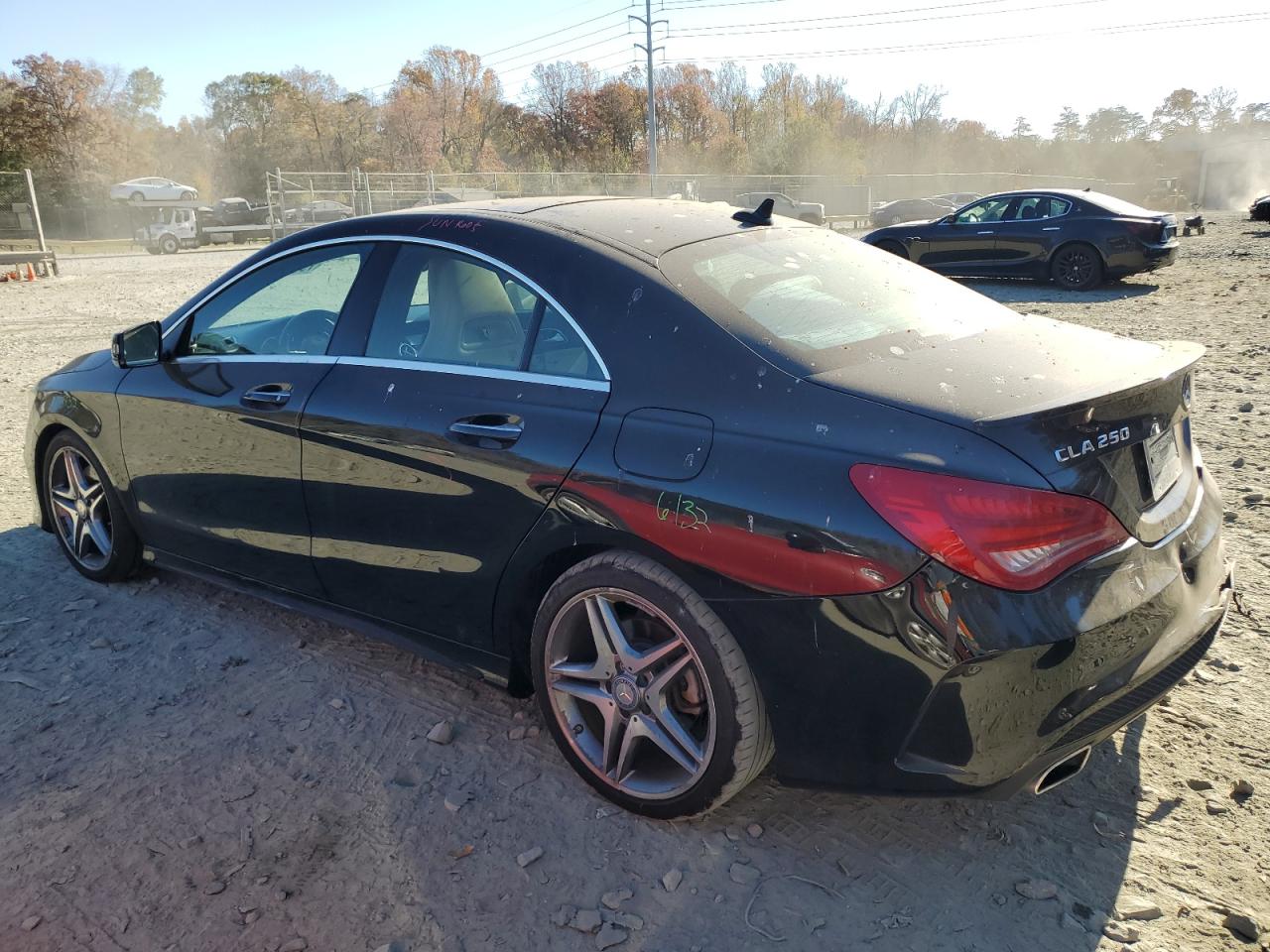 2015 Mercedes-Benz CLA-klasse VIN WDDSJ4GB0FN181140 Copart auction photo, side / rear end damage thumbnail 2