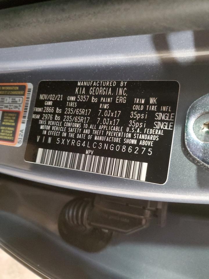 2022 KIA Sorento VIN 5XYRG4LC3NG086275 Copart auction photo, front end / side damage thumbnail 13