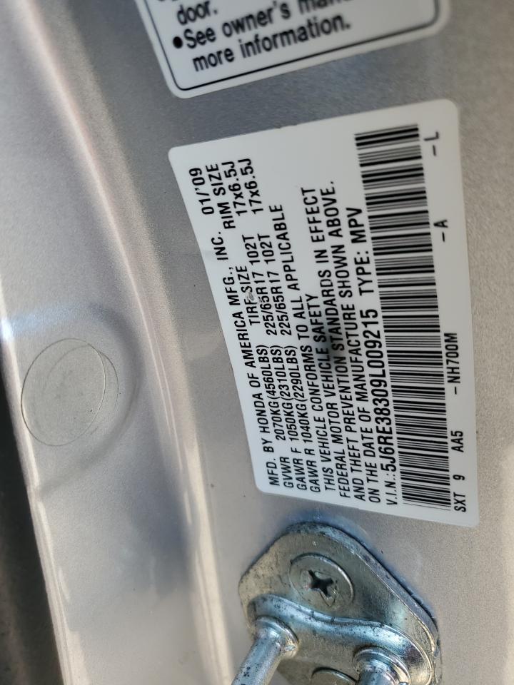 2009 Honda CR-V VIN 5J6RE38309L009215 Copart auction photo, front end damage thumbnail 14