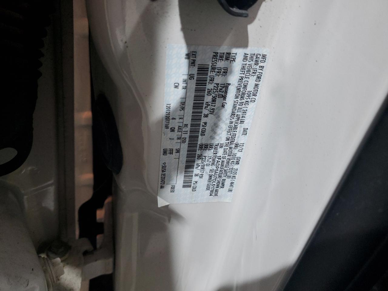 2013 Ford C-MAX VIN 1FADP5AU7DL517804 Copart auction photo, front end / minor dent/scratches damage thumbnail 14