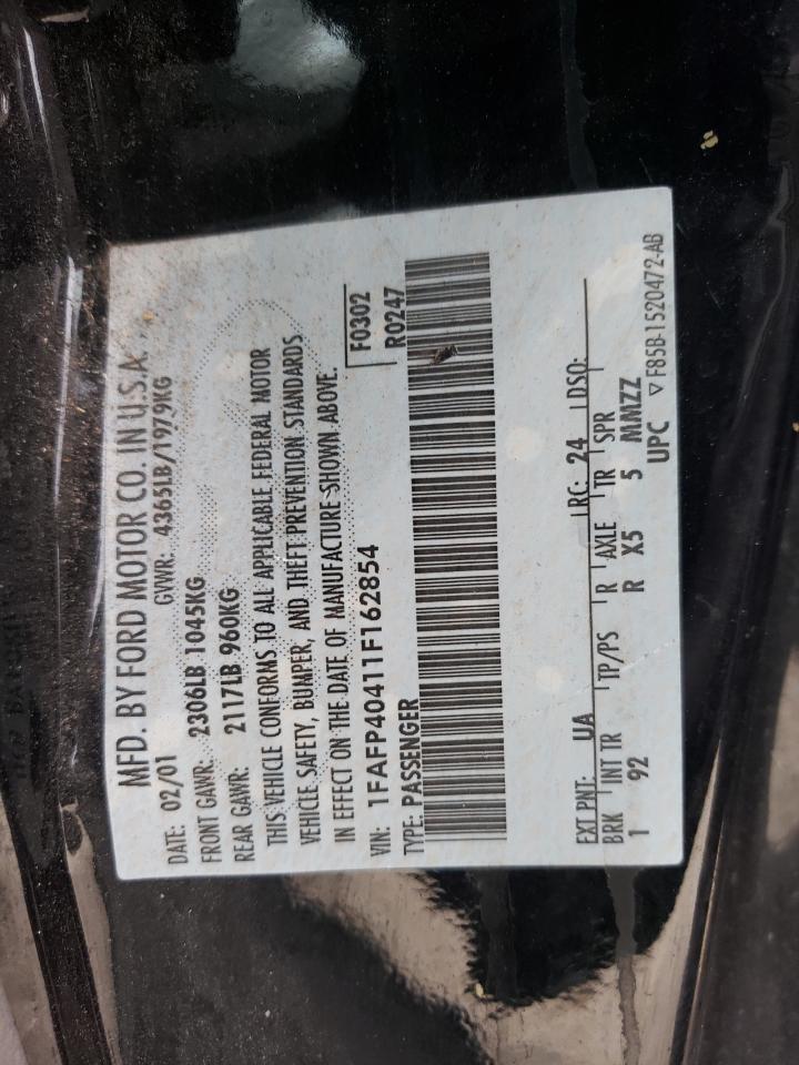 2001 Ford Mustang VIN 1FAFP40411F162854 Copart auction photo, front end / minor dent/scratches damage thumbnail 15