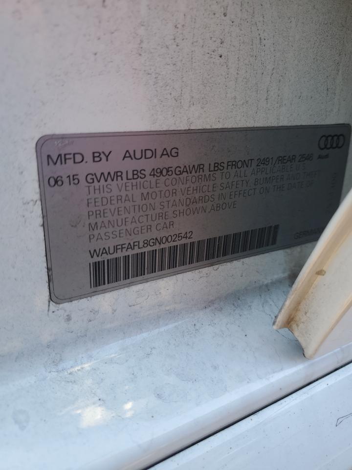 2016 Audi A4 VIN WAUFFAFL8GN002542 Copart auction photo, front end damage thumbnail 12