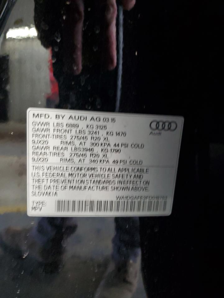 2015 Audi Q7 VIN WA1DGAFE3FD018753 Copart auction photo, mechanical damage thumbnail 12