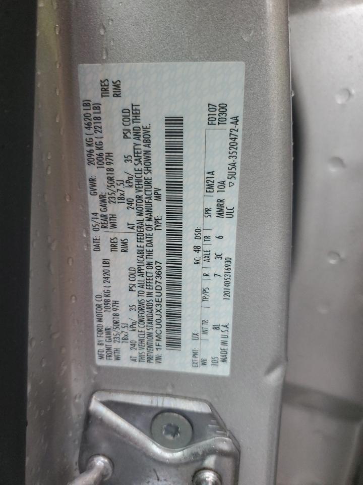 2014 Ford Escape VIN 1FMCU0JX3EUD73607 Copart auction photo, rear end damage thumbnail 13