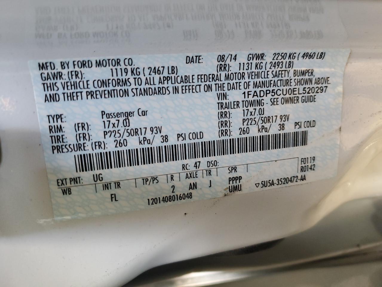 2014 Ford C-MAX VIN 1FADP5CU0EL520297 Copart auction photo, front end / side damage thumbnail 12