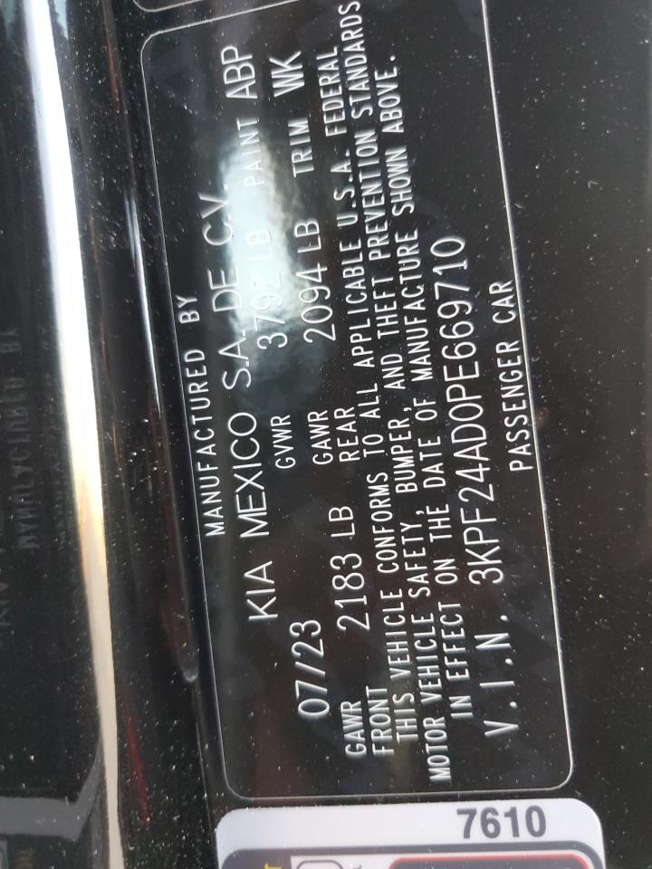 2023 KIA Forte VIN 3KPF24AD0PE669710 Copart auction photo, hail / minor dent/scratches damage thumbnail 12