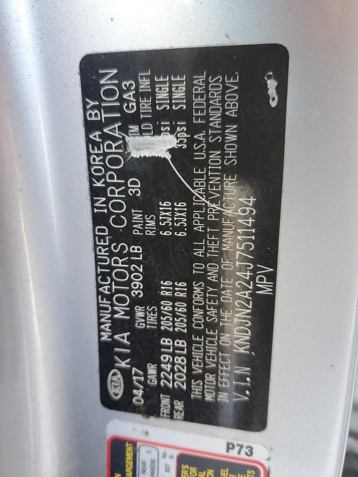 2018 KIA Soul VIN KNDJN2A24J7511494 Copart auction photo, front end / rear end damage thumbnail 12