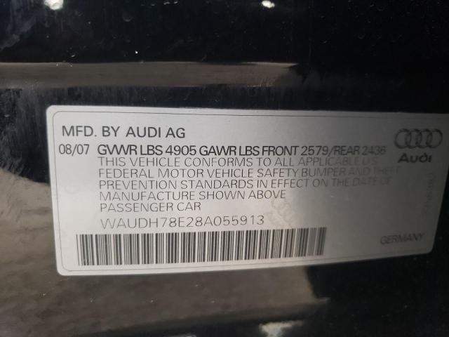 2008 Audi A4 VIN WAUDH78E28A055913 Copart auction photo, rear end damage thumbnail 12
