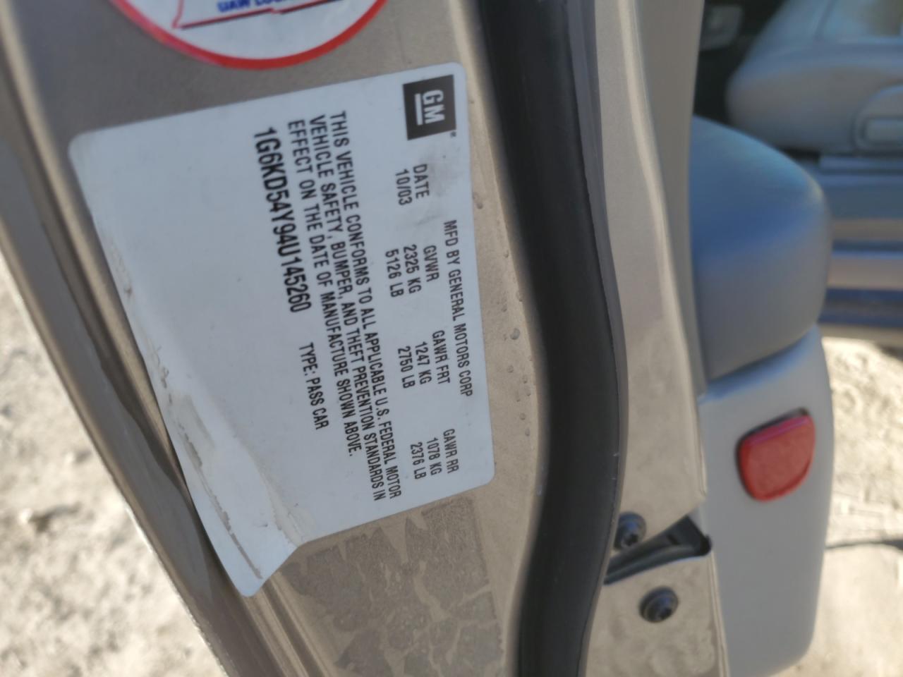 2004 Cadillac De Ville VIN 1G6KD54Y94U145260 Copart auction photo, front end damage thumbnail 15