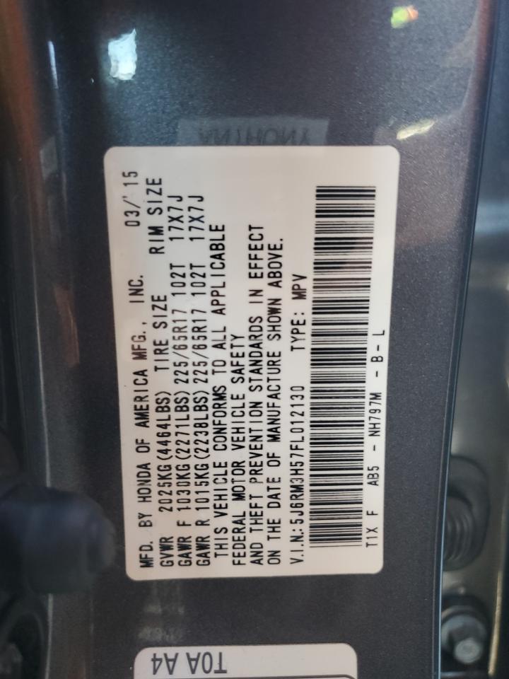 2015 Honda CR-V VIN 5J6RM3H57FL012130 Copart auction photo, front end damage thumbnail 14