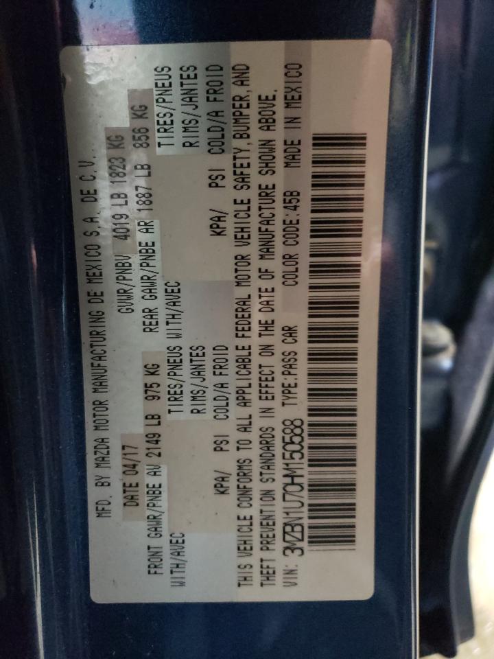 2017 Mazda 3 VIN 3MZBN1U70HM150588 Copart auction photo, vandalism / minor dent/scratches damage thumbnail 13