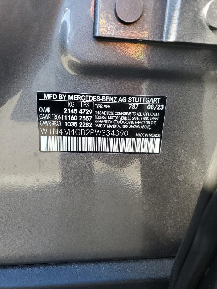 2023 Mercedes-Benz GLB VIN W1N4M4GB2PW334390 Copart auction photo, front end damage thumbnail 14