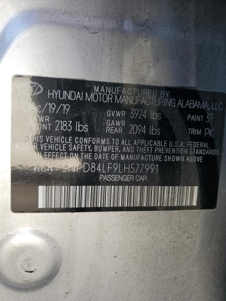 2020 Hyundai Elantra VIN 5NPD84LF9LH577991 Copart auction photo, front end / side damage thumbnail 12