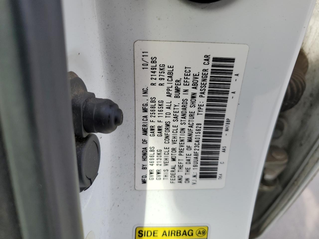2012 Acura TL VIN 19UUA8F23CA015629 Copart auction photo, front end damage thumbnail 12
