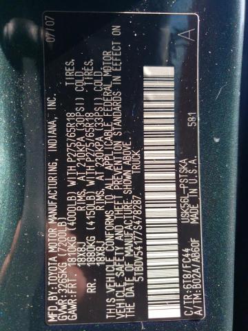 2007 Toyota Tundra VIN 5TBDV54177S478287 Copart auction photo, rear end / minor dent/scratches damage thumbnail 12