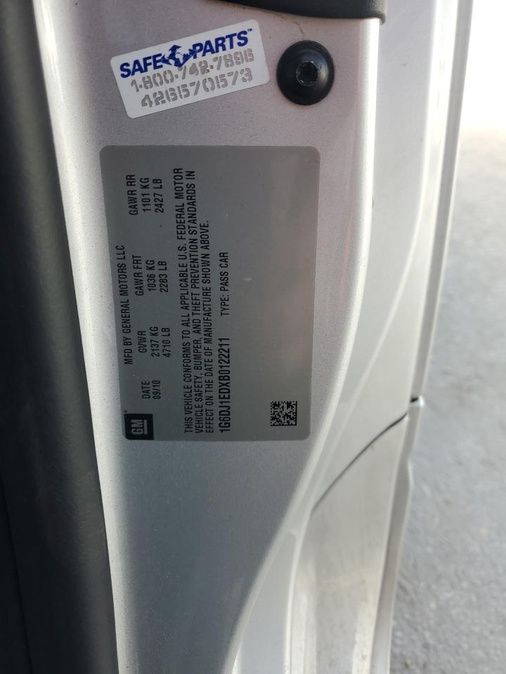 2011 Cadillac CTS VIN 1G6DJ1EDXB0122211 Copart auction photo, side / rear end damage thumbnail 12