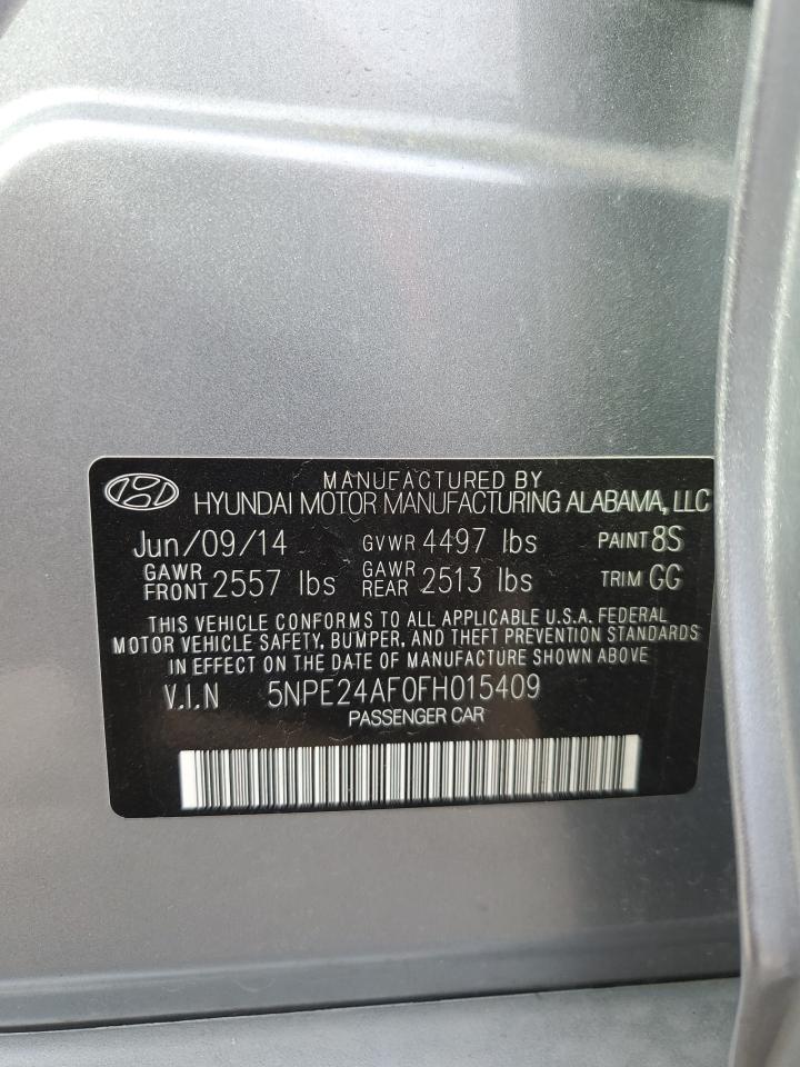 2015 Hyundai Sonata VIN 5NPE24AF0FH015409 Copart auction photo, rear end damage thumbnail 12