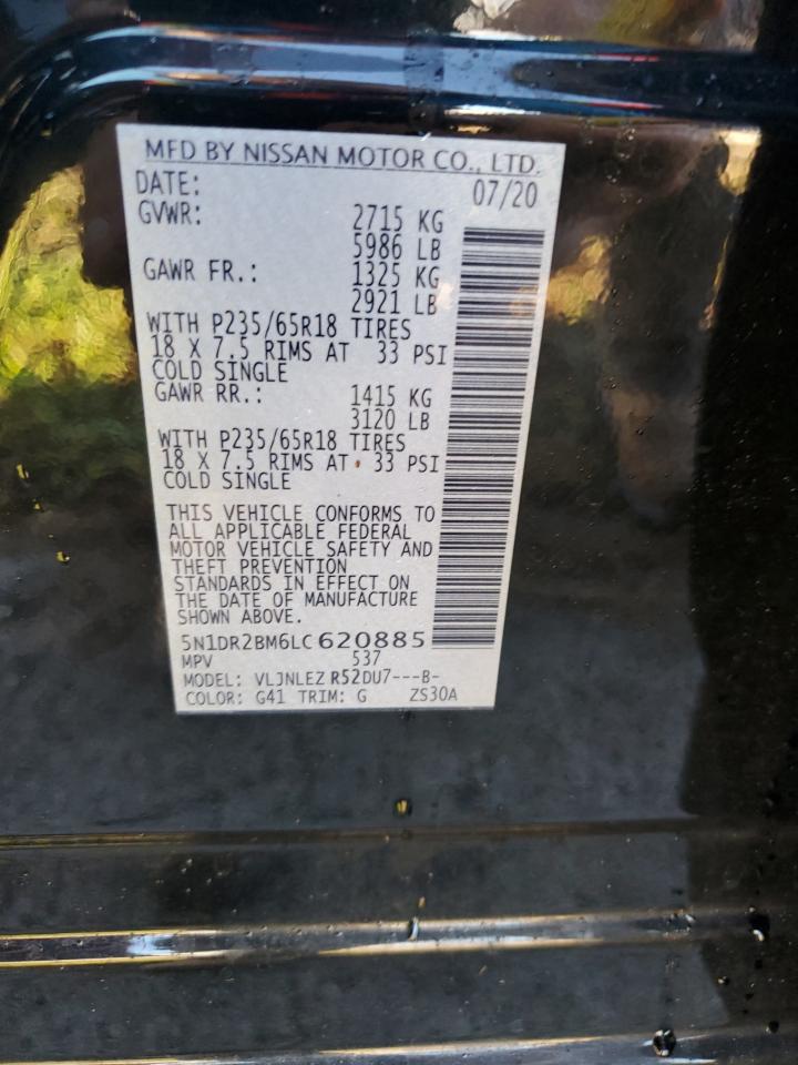2020 Nissan Pathfinder VIN 5N1DR2BM6LC620885 Copart auction photo, water/flood damage thumbnail 13