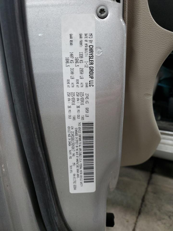 2012 Dodge Caravan VIN 2C4RDGBG1CR243017 Copart auction photo, front end / hail damage thumbnail 15