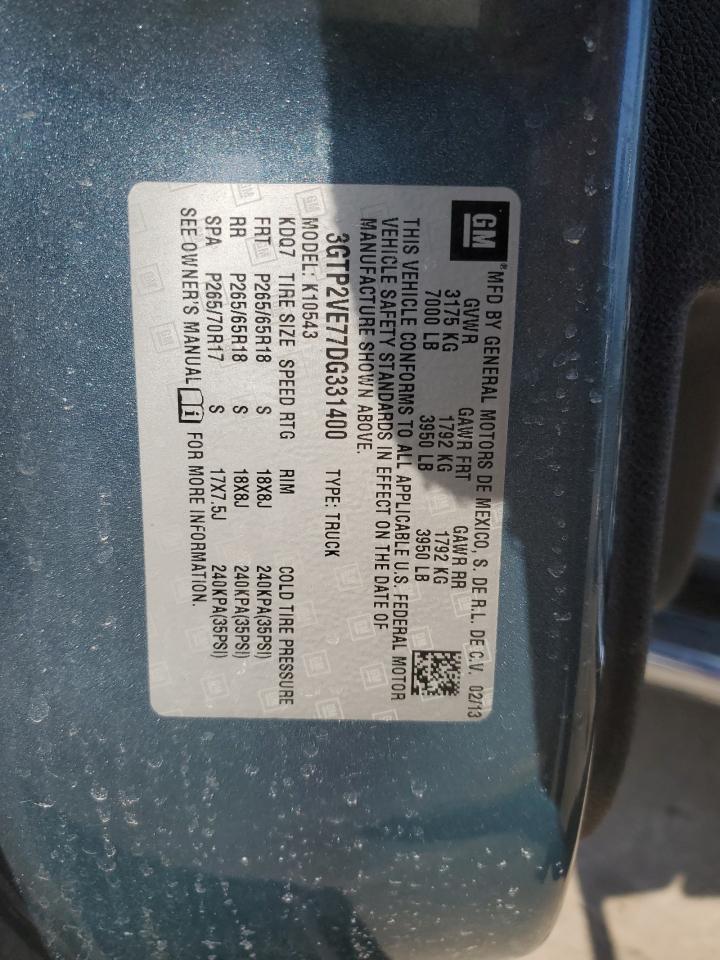 2013 GMC Sierra VIN 3GTP2VE77DG331400 Copart auction photo, rear end damage thumbnail 14