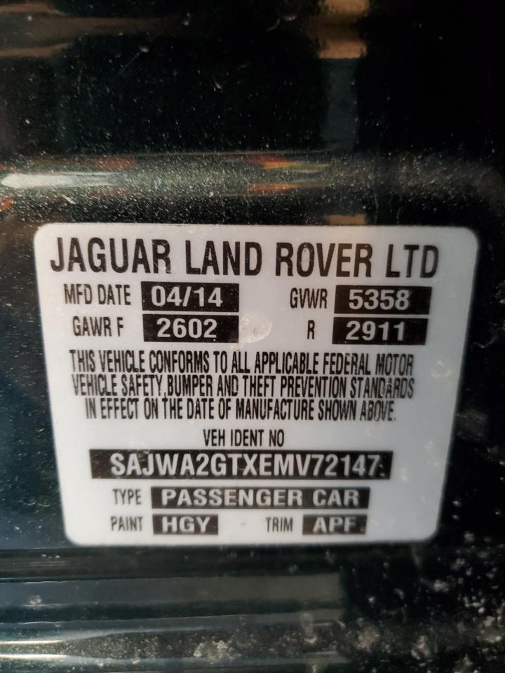 2014 Jaguar XJ VIN SAJWA2GTXEMV72147 Copart auction photo, front end / side damage thumbnail 12