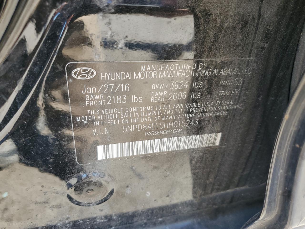 2017 Hyundai Elantra VIN 5NPD84LF0HH015243 Copart auction photo, rear end / minor dent/scratches damage thumbnail 12
