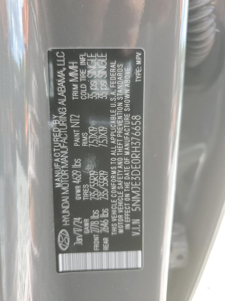 2024 Hyundai Tucson VIN 5NMJE3DE0RH376658 Copart auction photo, all over / undercarriage damage thumbnail 13