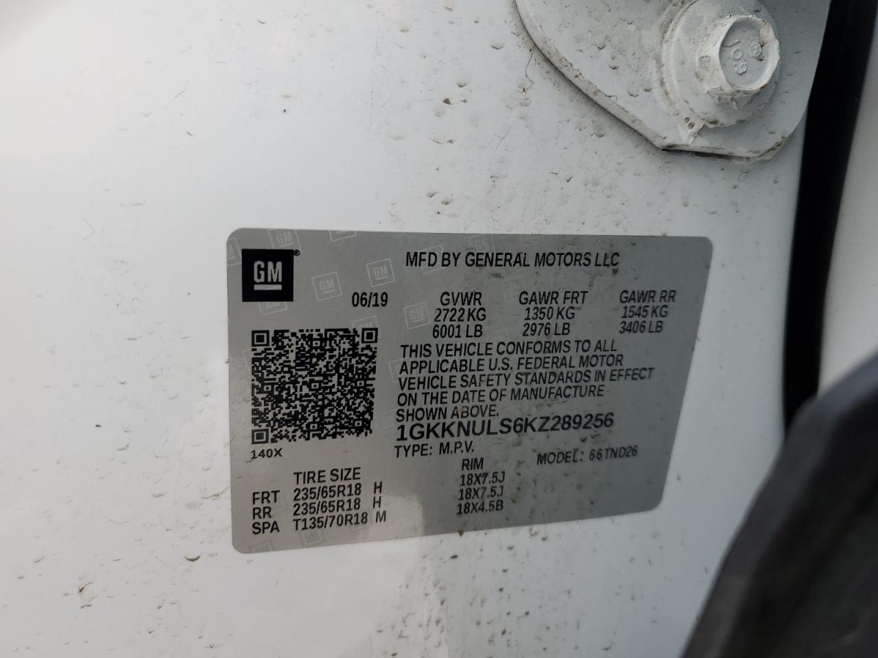 2019 GMC Acadia VIN 1GKKNULS6KZ289256 Copart auction photo, rear end / undercarriage damage thumbnail 14