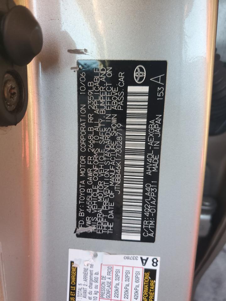 2007 Toyota Camry VIN JTNBB46K173028719 Copart auction photo, side damage thumbnail 12