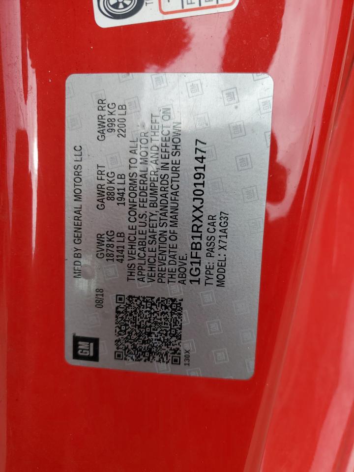 2018 Chevrolet Camaro VIN 1G1FB1RXXJ0191477 Copart auction photo, front end damage thumbnail 13