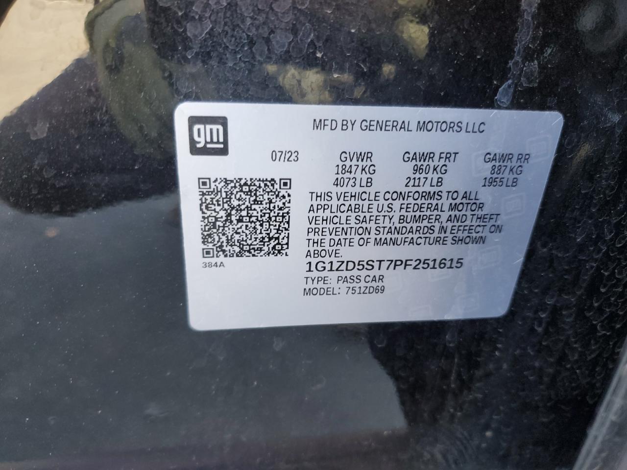 2023 Chevrolet Malibu VIN 1G1ZD5ST7PF251615 Copart auction photo, front end damage thumbnail 13