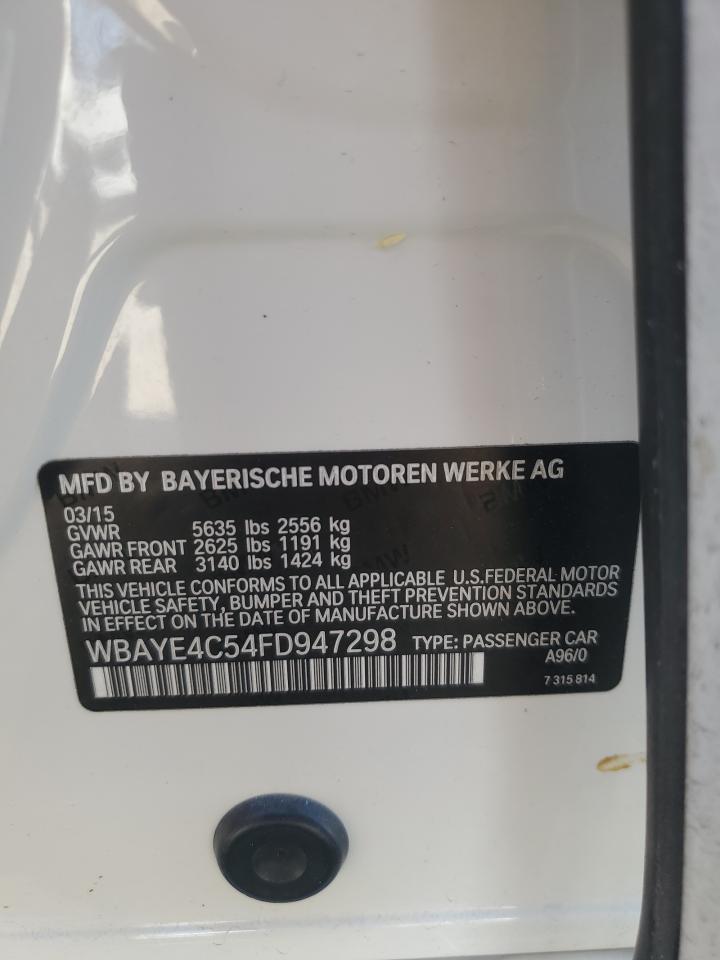 2015 BMW 7er VIN WBAYE4C54FD947298 Copart auction photo, side / front end damage thumbnail 13