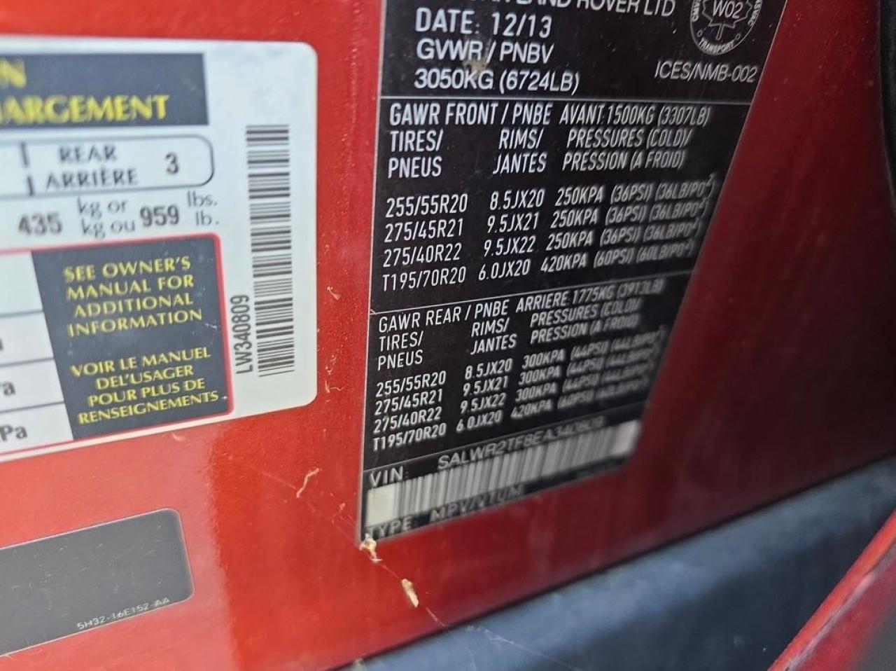 2014 Land Rover Range Rover VIN SALWR2TF8EA340809 Copart auction photo, minor dent/scratches / mechanical damage thumbnail 10